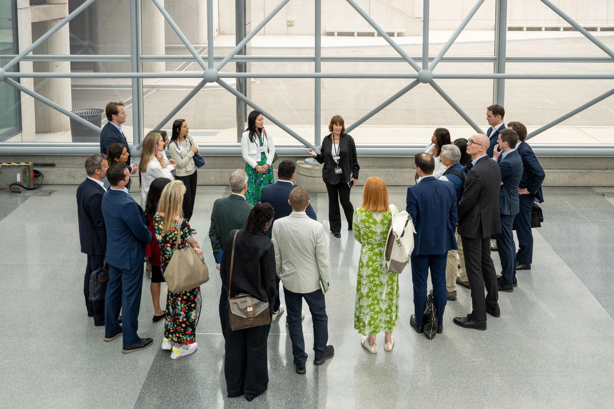 Tour group attendees doing a walking tour at Javits Center.