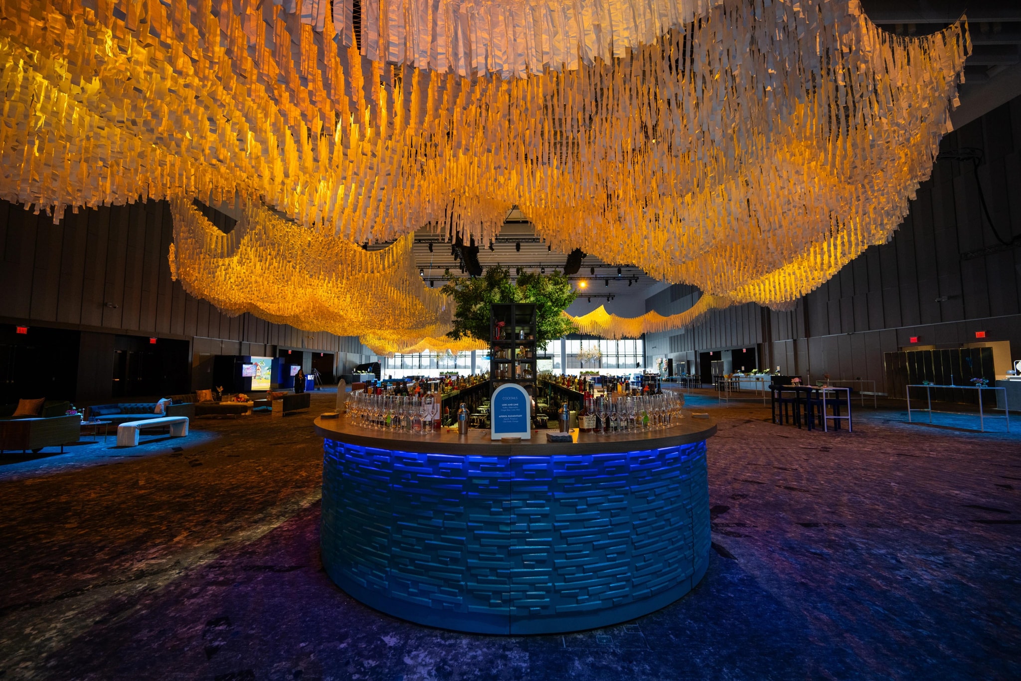 Ballroom gala set up for Overview Room at Javits Center.
