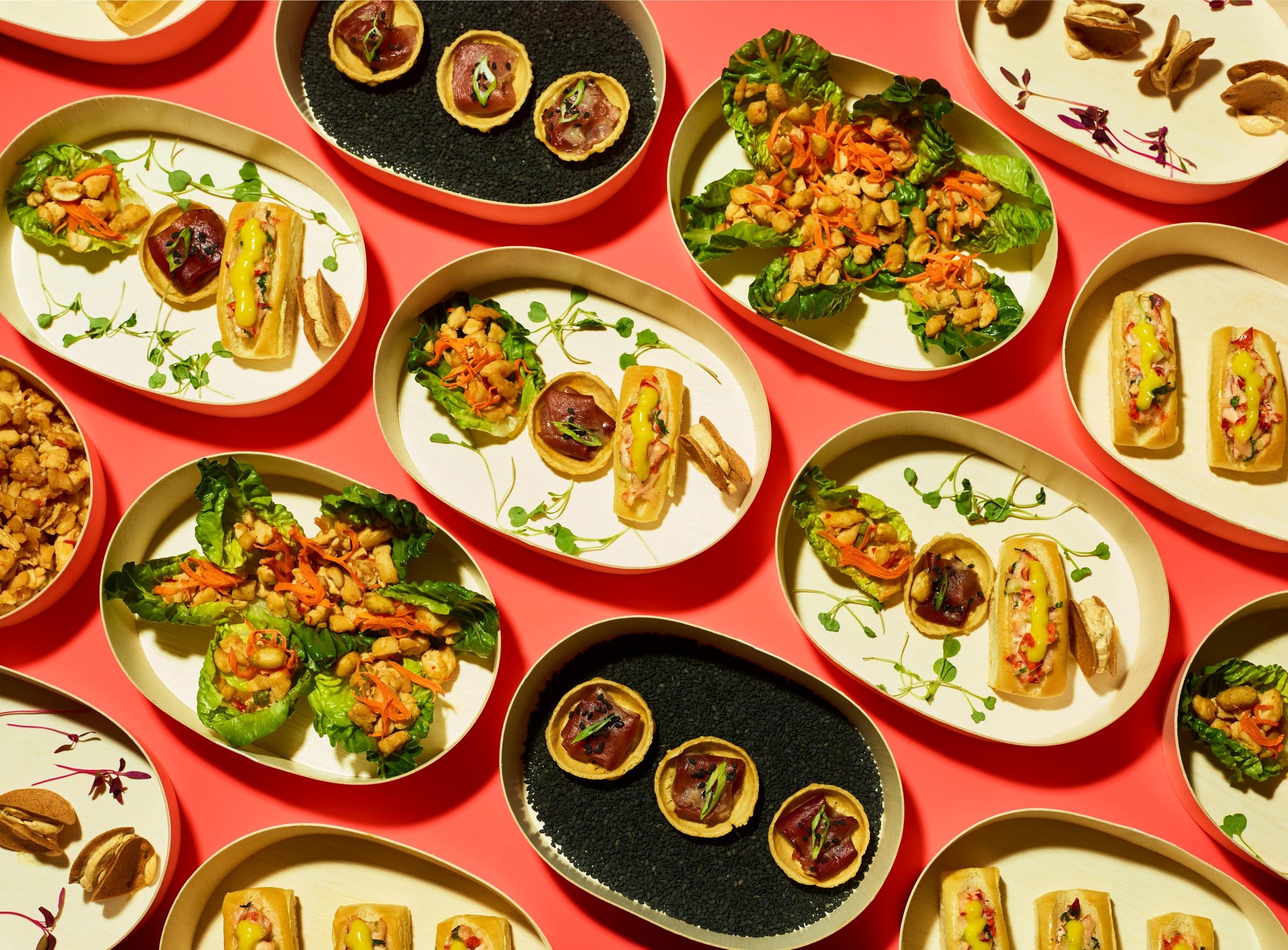 Plated food display from Cultivated food and beverage service at Javits Center.